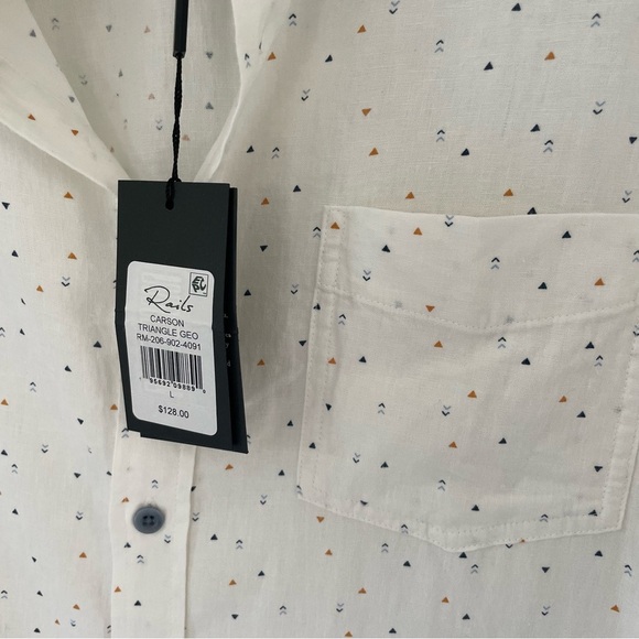 Rails NWT Carson Button Down Shirt Linen Blend Triangle Geo - Picture 4 of 7